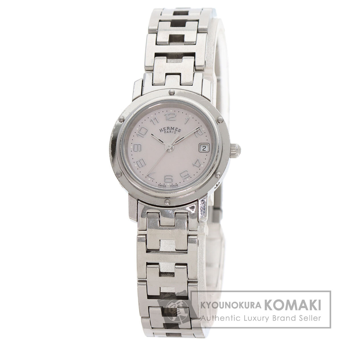 エルメス CL4.210 クリッパー ナクレ 新型バックル 腕時計 ステンレススチール/SS レディース 【中古】【HERMES】