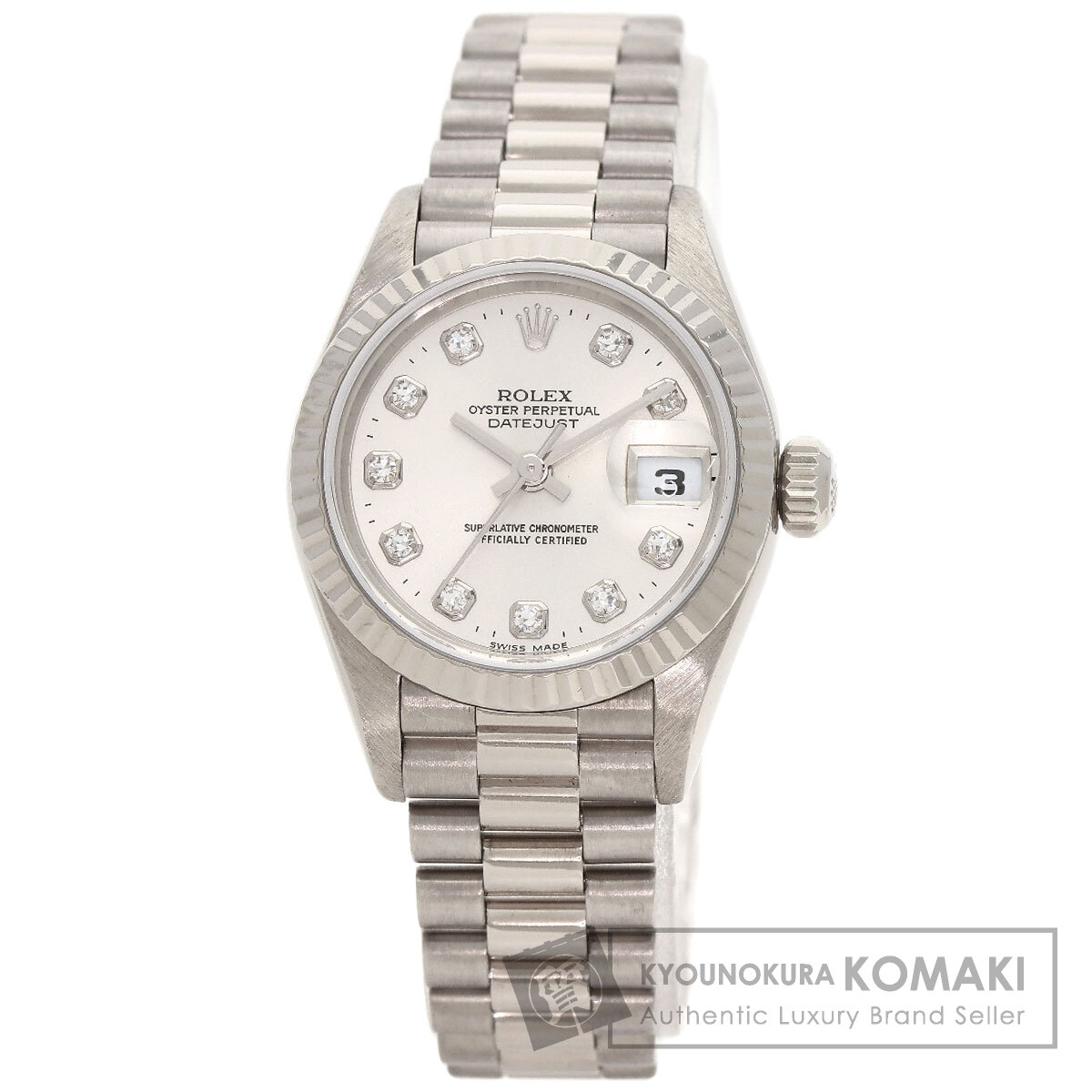 ロレックス 79179G デイトジャスト 10P ダイヤモンド 腕時計 K18ホワイトゴールド/K18WG レディース 【中古】【ROLEX】|ブランド京の蔵小牧【最安挑戦!】
