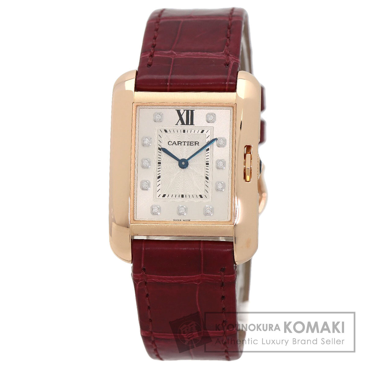カルティエ WJTA0009 タンクアングレーズMM 腕時計 K18ピンクゴールド/クロコダイル ボーイズ 【中古】【CARTIER】|ブランド京の蔵小牧【最安挑戦!】
