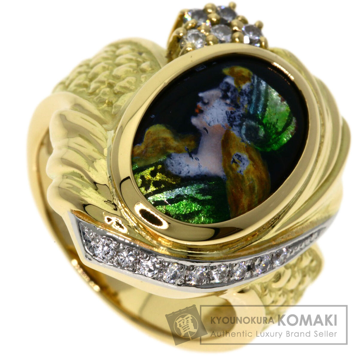 梶光夫 エマーユ ダイヤモンド リング・指輪 プラチナPT900/K18YG レディース 【中古】【MITSUO KAJI】