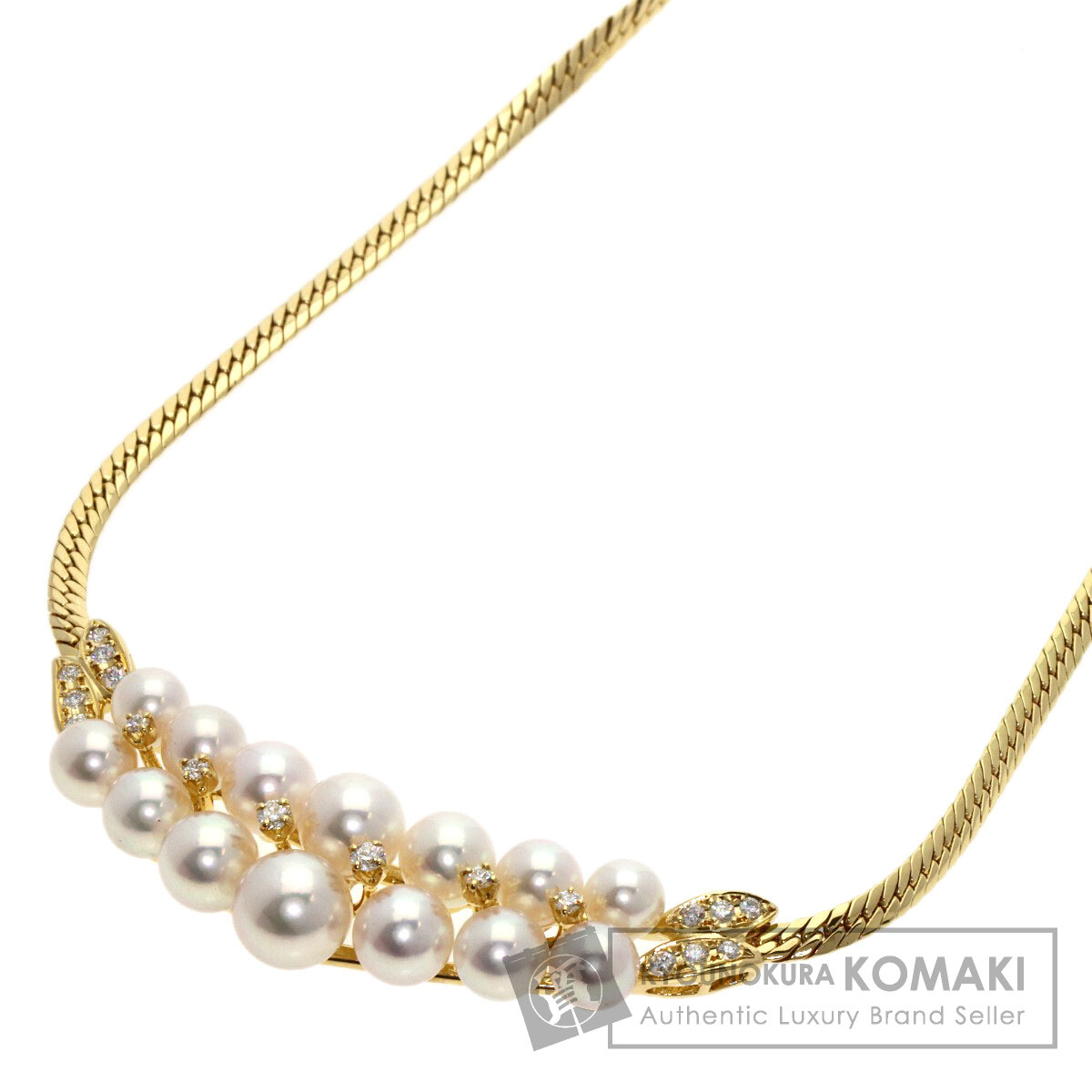 ミキモト アコヤパール 真珠 ダイヤモンド ネックレス K18イエローゴールド レディース 【中古】【MIKIMOTO】