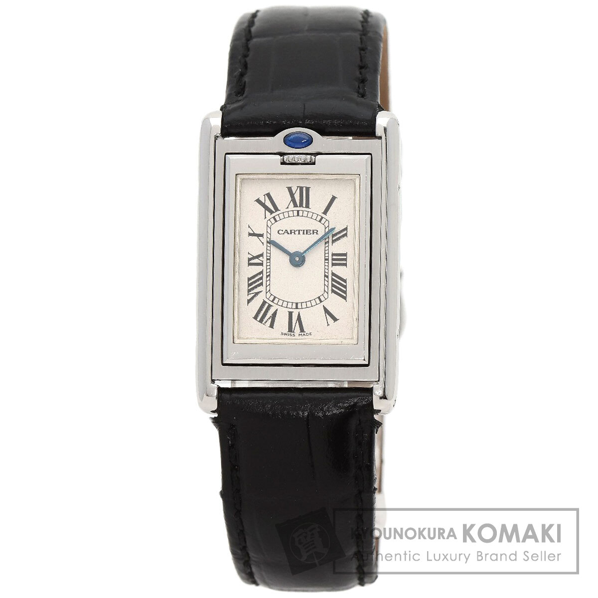 カルティエ W1011258 タンク バスキュラント MM 腕時計 ステンレススチール/革 ボーイズ 【中古】【CARTIER】