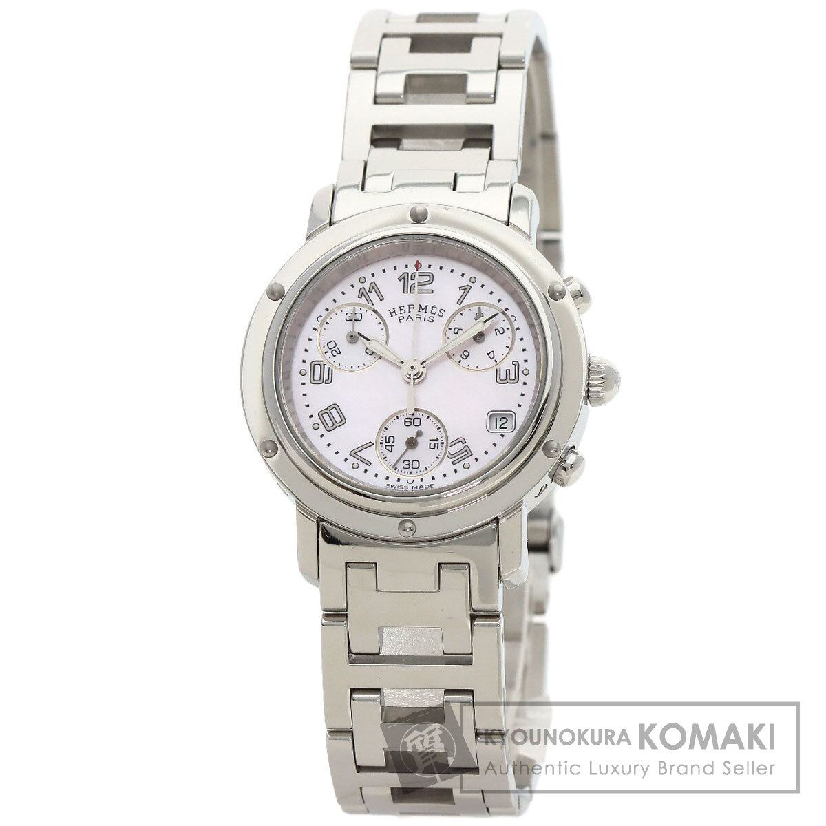 エルメス CL1.310 クリッパー クロノグラフ 腕時計 ステンレススチール/SS レディース 【中古】【HERMES】
