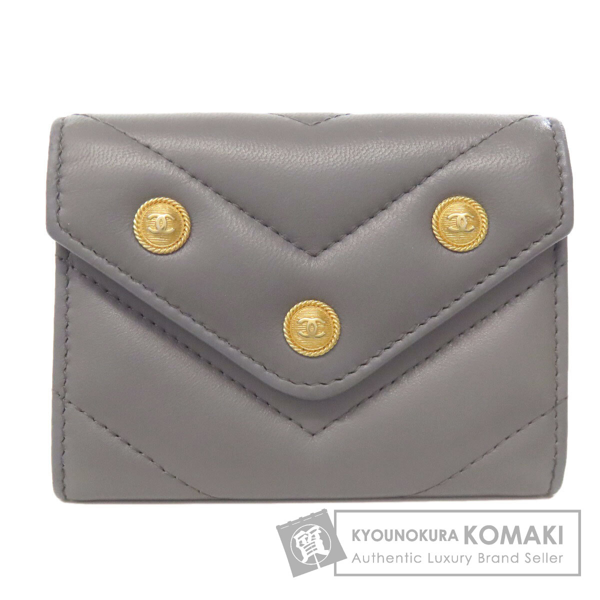 【Specialcoupon客体商いもの 6/5～6/11 0:59迄】シャネル ココマーク V編み目 ゴールド金具 コインケース 子ヒツジ素はだ レディース 【中古】【CHANEL】