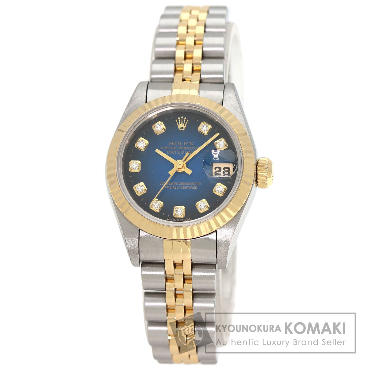 ロレックス 69173G デイトジャスト 10P ダイヤモンド 腕時計 ステンレススチール/SSxK18YG レディース 【中古】【ROLEX】|ブランド京の蔵小牧【最安挑戦!】