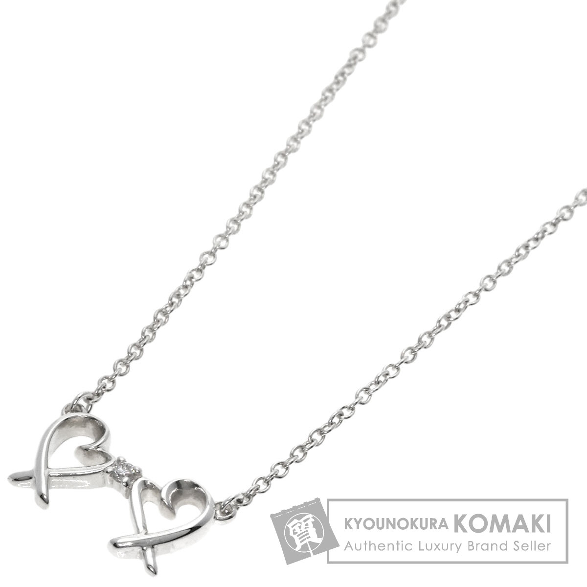 ティファニー ダブルラビングハート 1P ダイヤモンド ネックレス シルバー レディース 【中古】【TIFFANY&Co.】