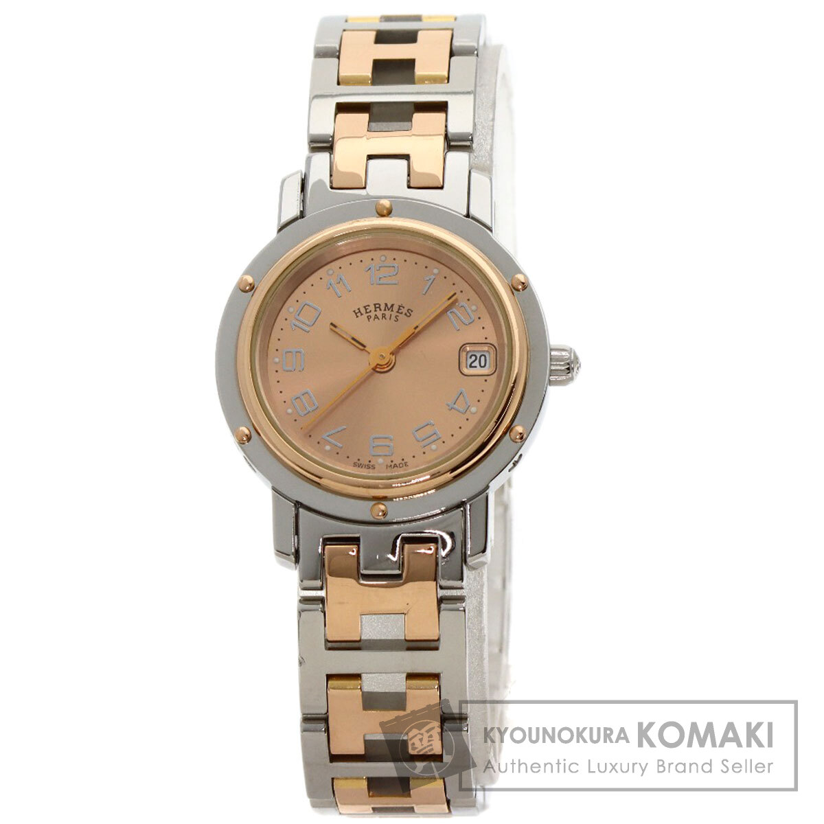 エルメス CL4.221 クリッパー 新バックル 腕時計 ステンレススチール/SSxPGP レディース 【中古】【HERMES】