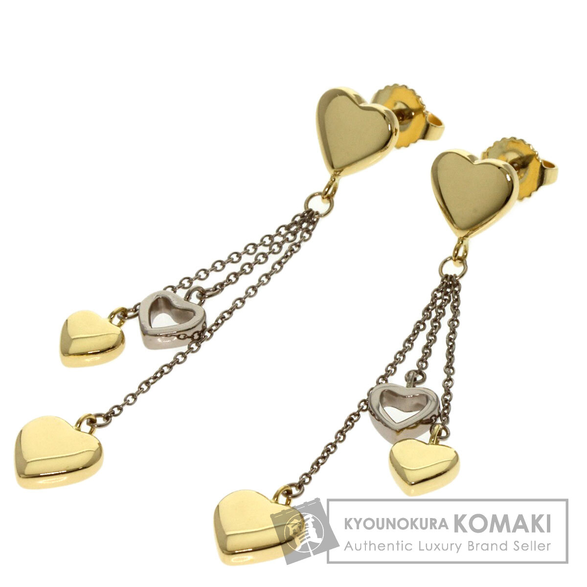 ティファニー ハートドロップ ピアス K18イエローゴールド/K18WG レディース 【中古】【TIFFANY&Co.】