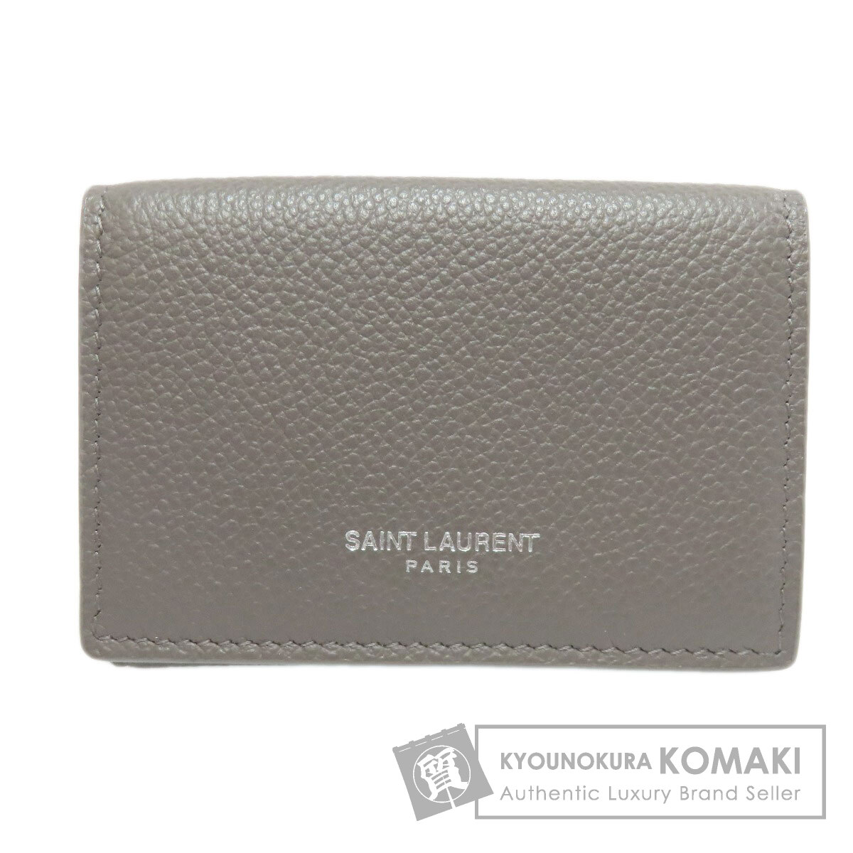 サンローラン 三つ折り ロゴタイプ 二つ折り紙入れ（御釣り入れあり） なめし革 レディース 【中古】【SAINT LAURENT】