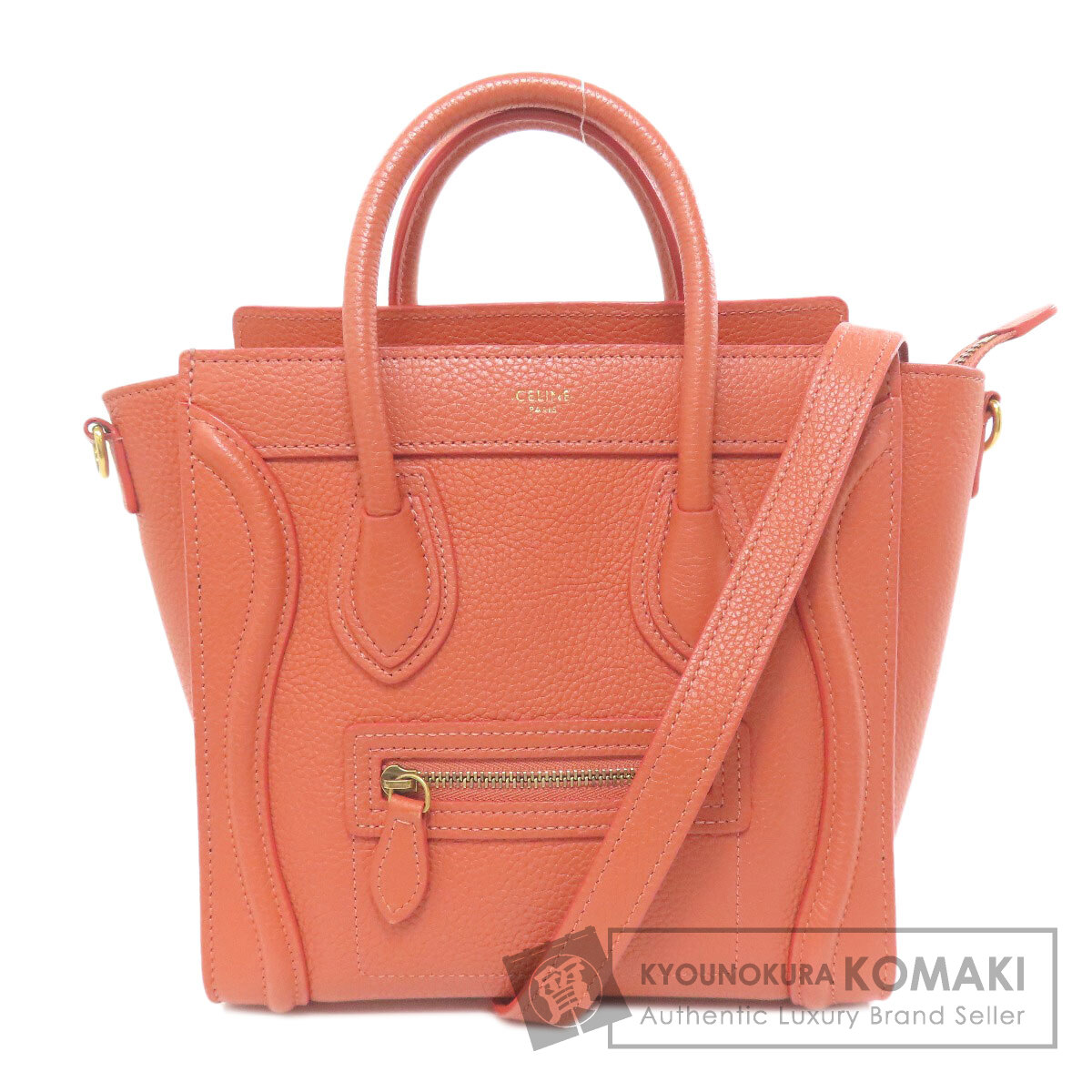 【直営】CELINE ラージ ソフトカーフレザー ハンドバッグ セリーヌ ラゲージ マイクロショッパー レザー ハンドバッグ