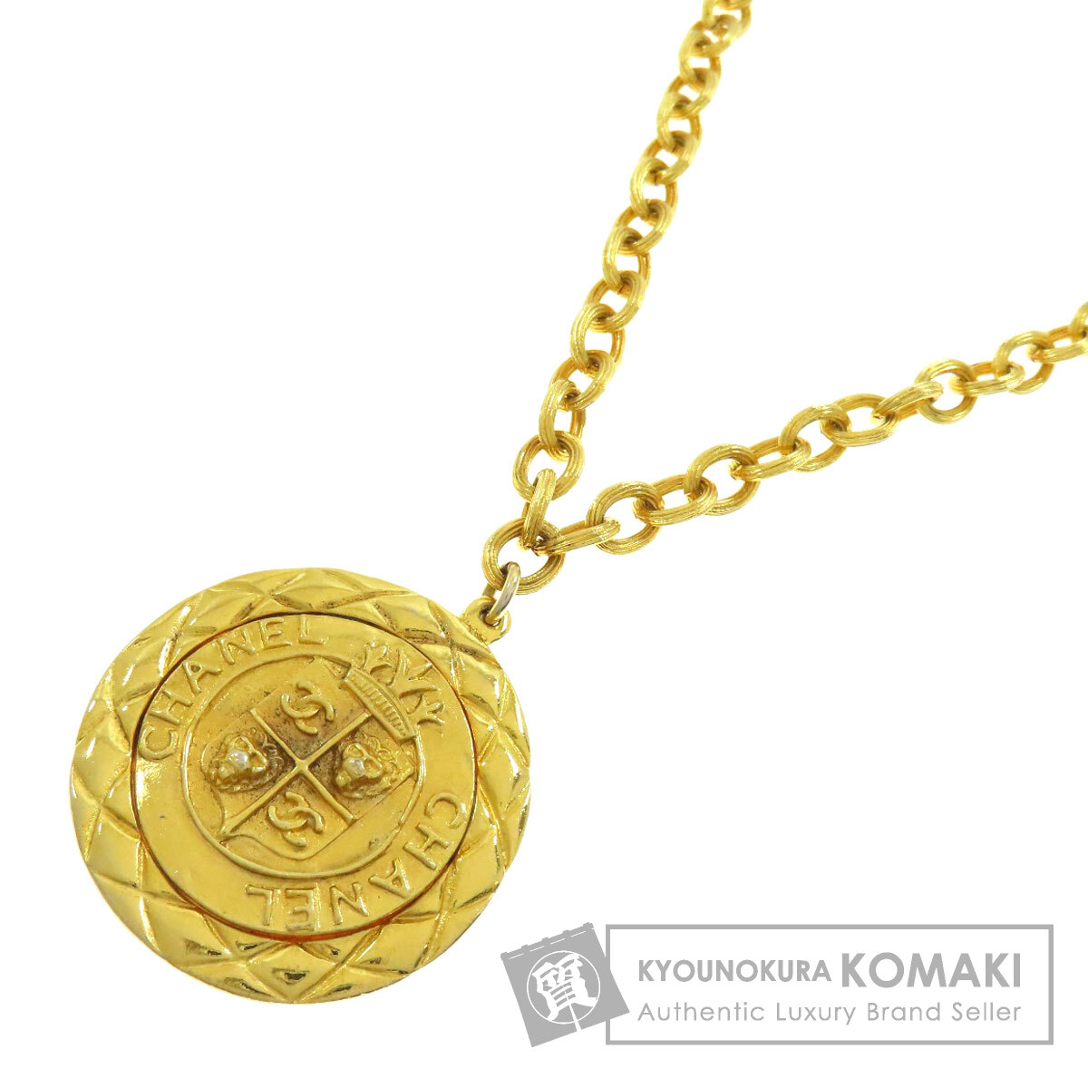 シャネル レリーフ マトラッセ フレームラウンド リバーシブル ペンダント ネックレス レディース 【中古】【CHANEL】