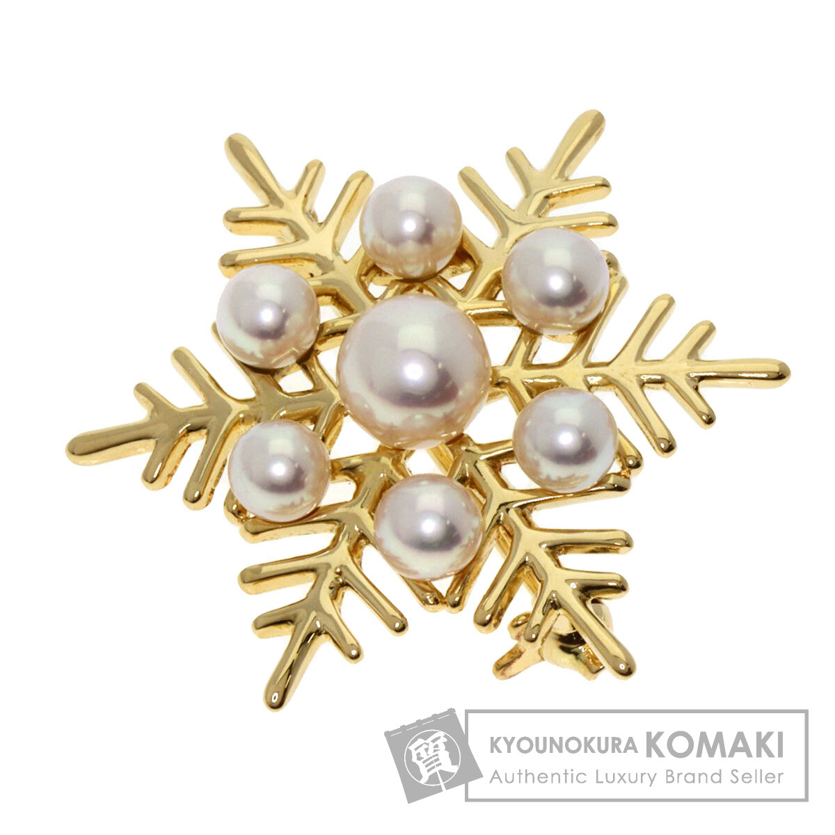 美品　ミキモト　パールブローチ 雪の結晶 MIKIMOTO - MIKIMOTO ミキモト ピン ブローチ 雪の結晶モチーフ