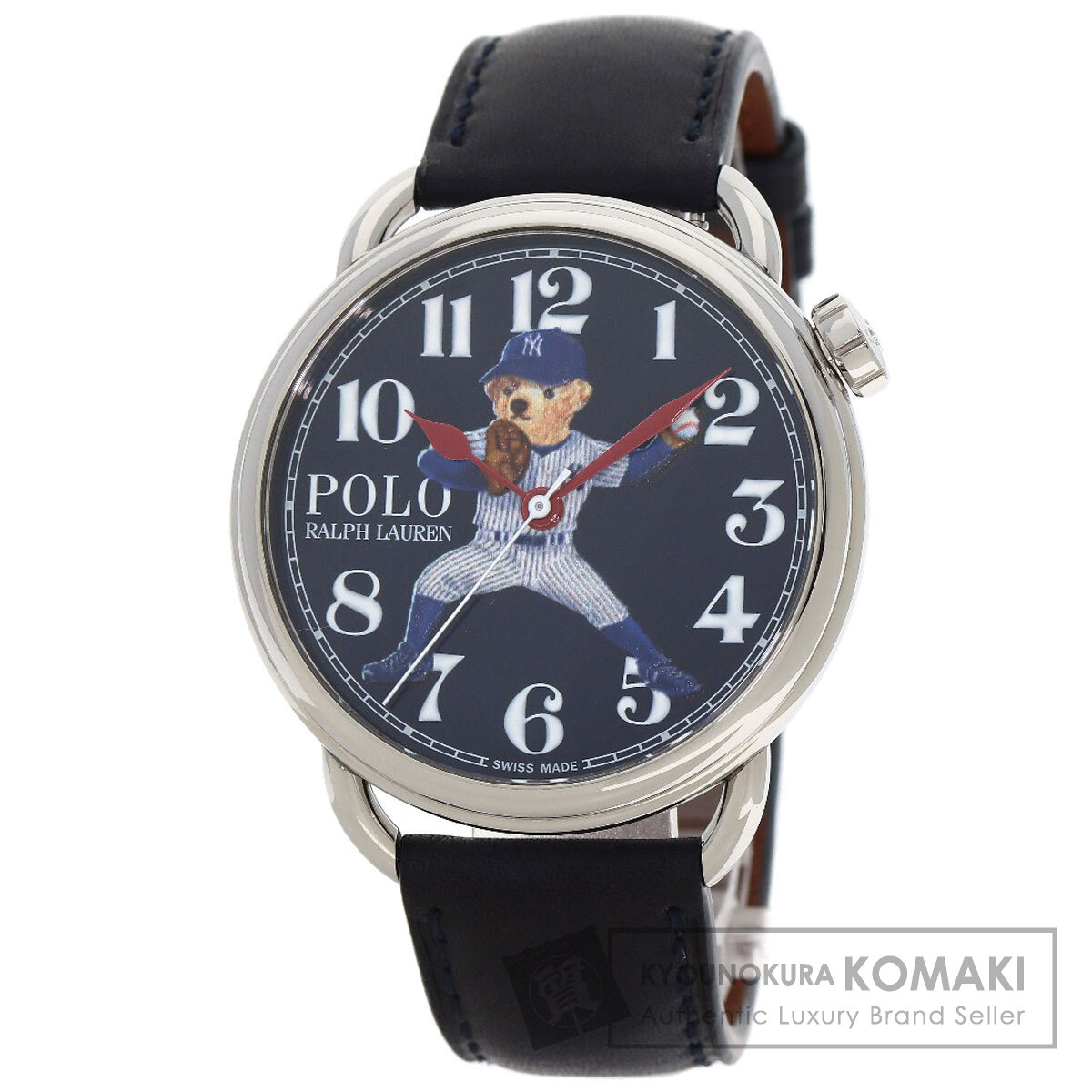 ポロ・ラルフローレン 472865479002 NYヤンキース ベア ウオッチ ステンレス鋼スチール写真/革 メンズ 【中古】【POLO RALPH LAUREN】
