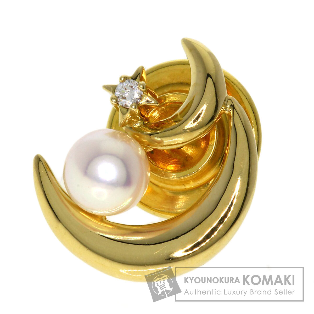 美品　ミキモト　ミニブローチ　本真珠　パール　カブトピン　ゴールド　0.6 MIKIMOTO ミキモト パール 真珠 ブローチ K14イエローゴールド