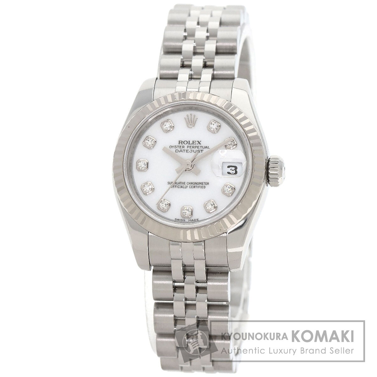 ロレックス 179174G デイトジャスト 10P ダイヤモンド 腕時計 ステンレススチール/SS/K18WG レディース 【中古】【ROLEX】|ブランド京の蔵小牧【最安挑戦!】