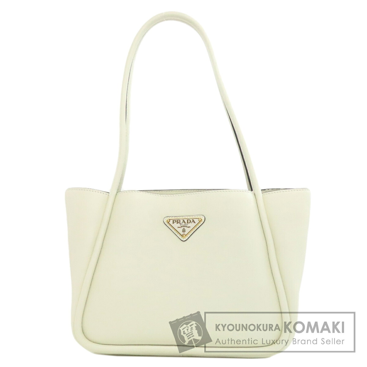 プラダ ロゴタイプ金具 トートバッグ 子ウシ レディース 【中古】【PRADA】