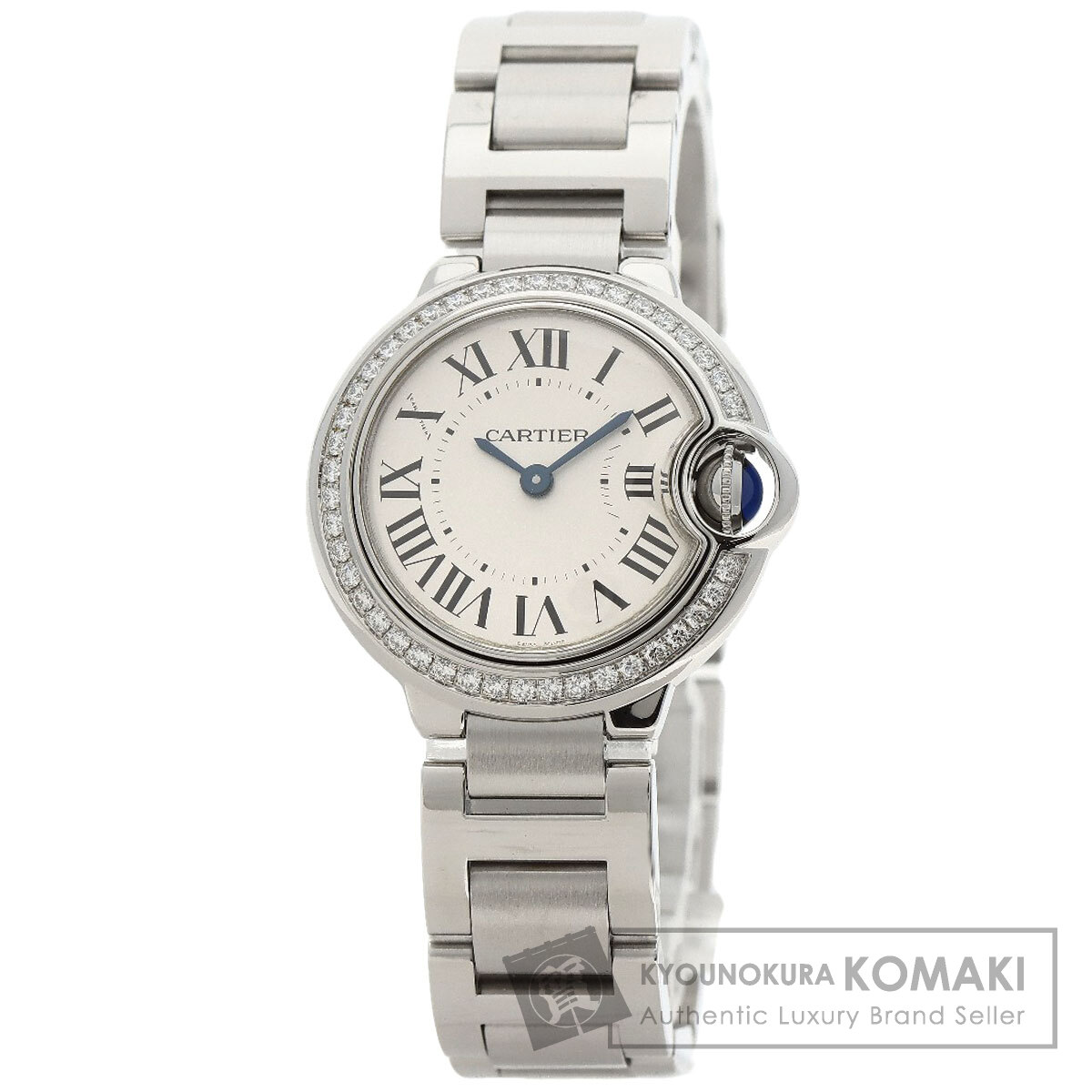 カルティエ W4BB0015 バロンブルー ベゼル ダイヤモンド 腕時計 ステンレススチール/SS レディース 【中古】【CARTIER】 374,220円