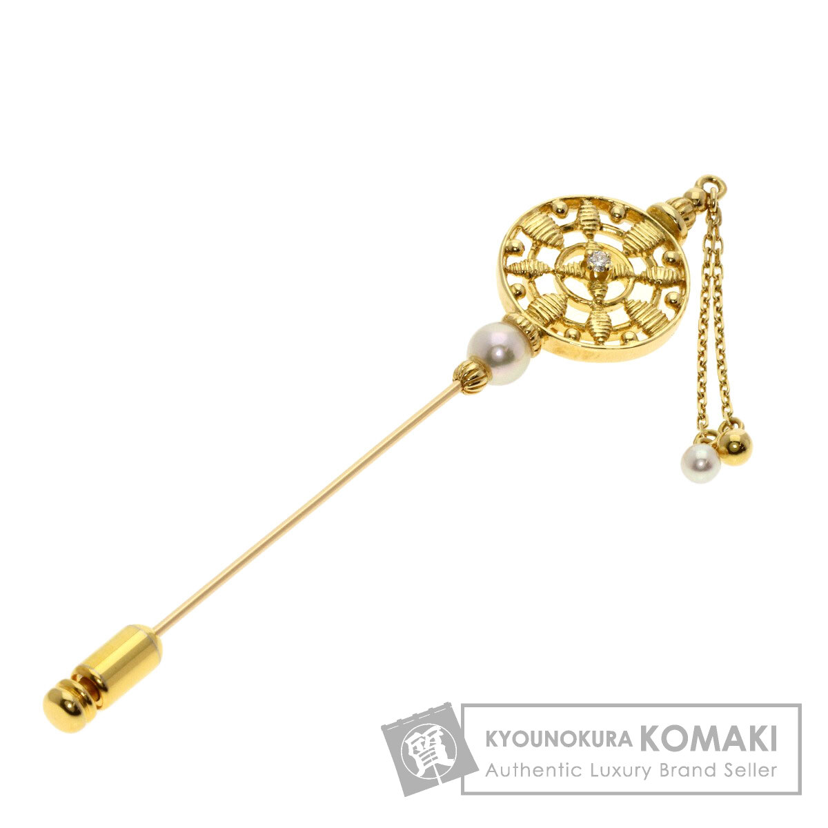 ミキモト　6mm珠　1Pパール　真珠　ゴールド　タイタック　ピンブローチ　k18 ミキモト 6mm珠 1Pパール 真珠 ゴールド タイタック ピン