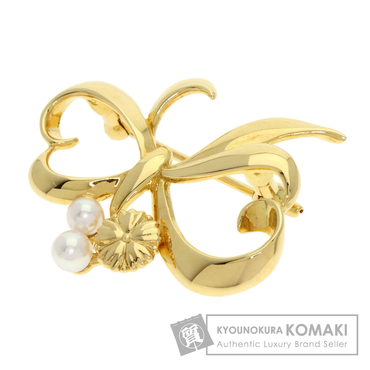楽天市場】ミキモト パール 真珠 リボンモチーフ ブローチ K18イエロー