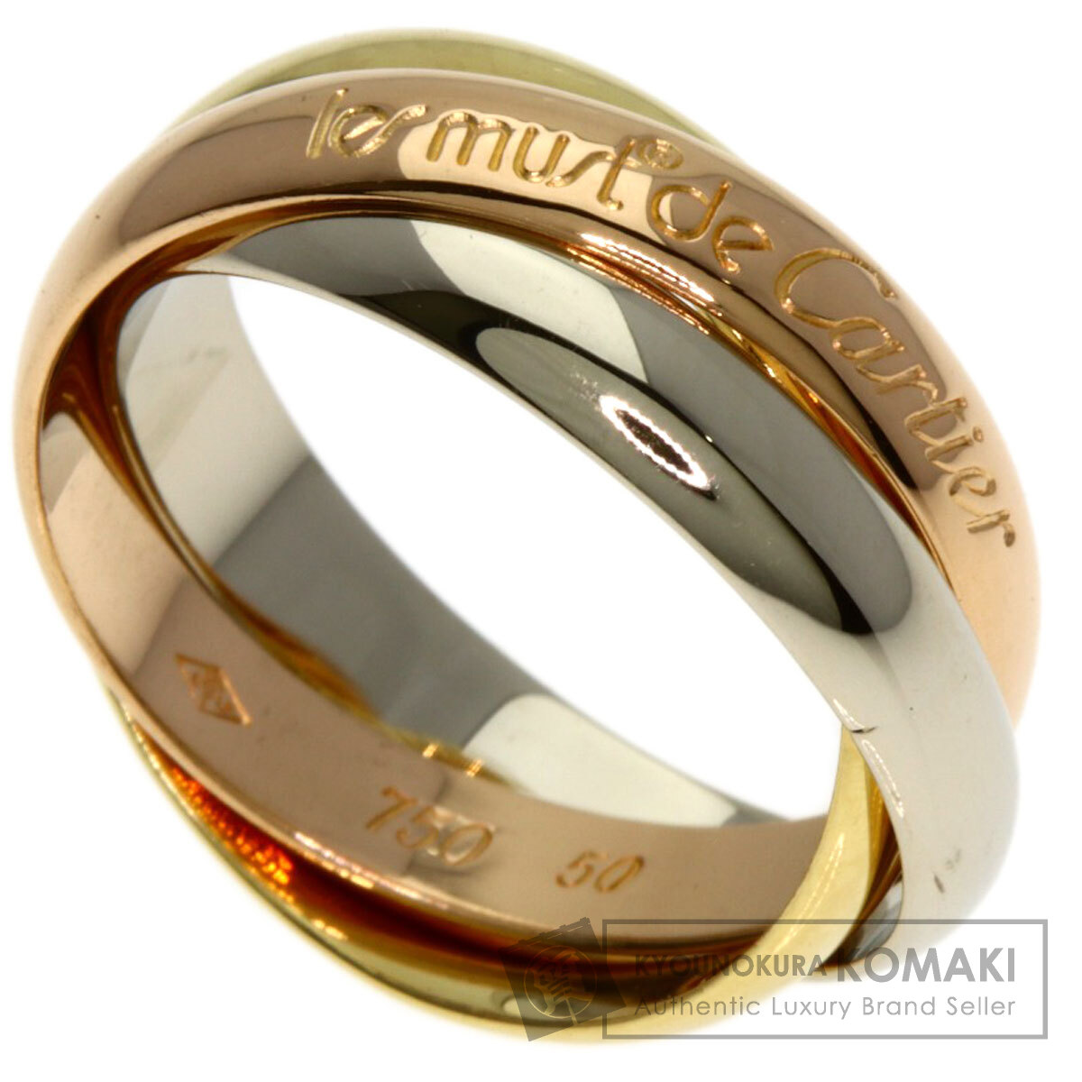 9.5号 カルティエ K18YG WG PG 18金 トリニティ リング カルティエ