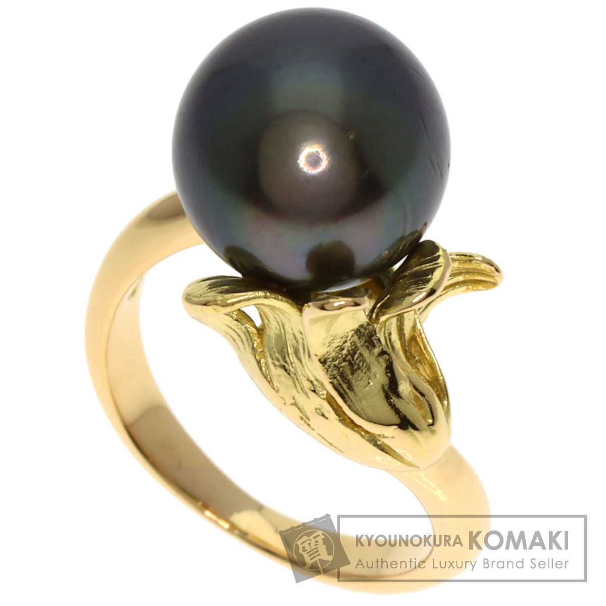 タサキ ブラックパール 真珠 リング・指輪 K18イエローゴールド レディース 【中古】【TASAKI】