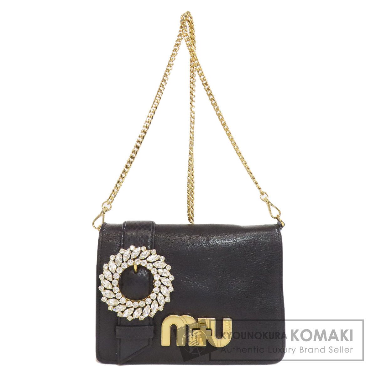 ミュウミュウ チェーン店肩先 ショルダーバッグ 子ウシ レディース 【中古】【MIUMIU】