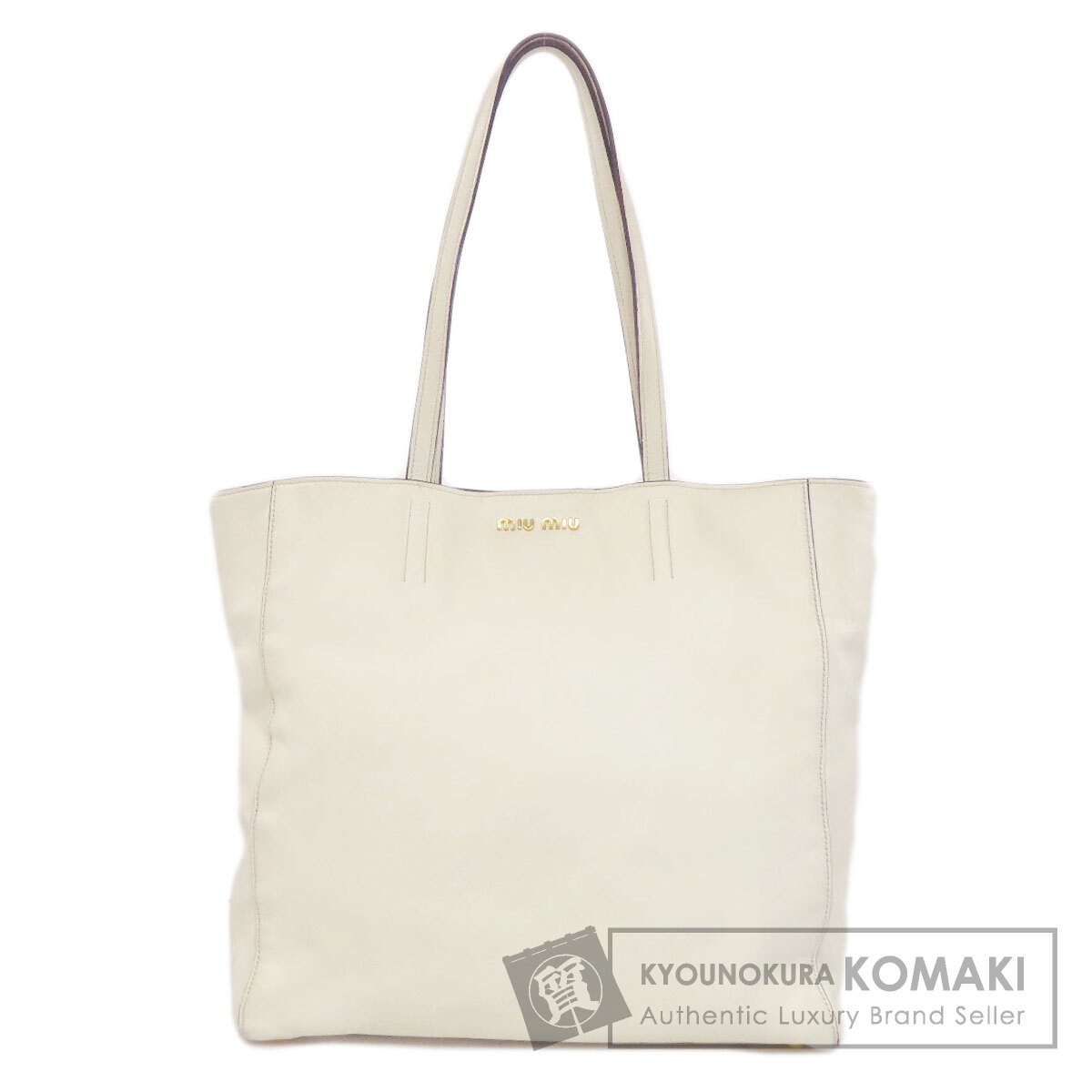 ミュウミュウ ロゴ トートバッグ レザー レディース 【中古】【MIUMIU】