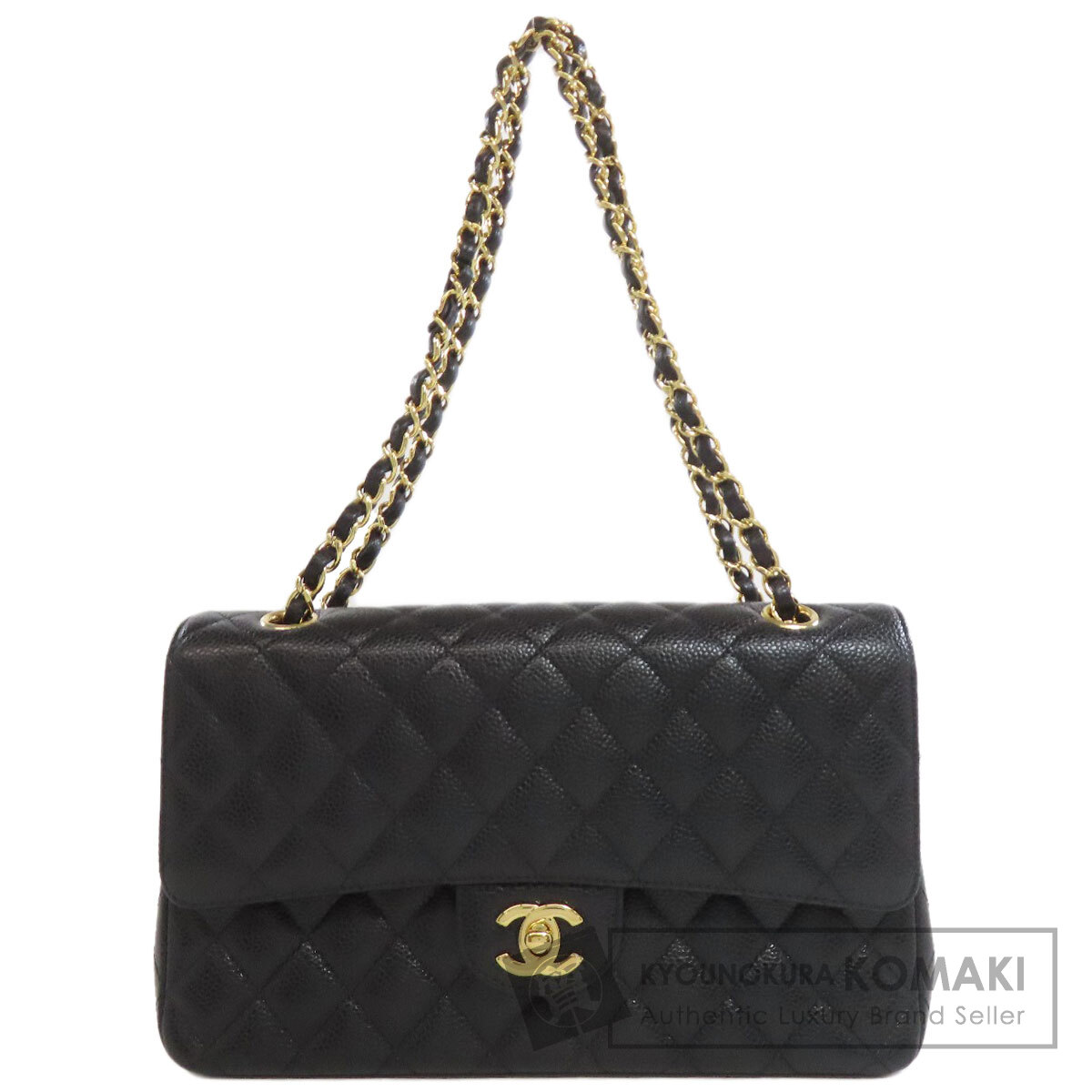 シャネル ダブルフラップ マトラッセ ゴールド金具 ショルダーバッグ グレインド カーフスキン レディース 【中古】【CHANEL】