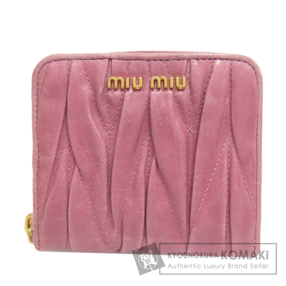 【極美品】MIUMIU マテラッセ 二つ折り財布 ピンクビジュー パール ピンク 極美品】MIUMIU マテラッセ 二つ折り財布 ピンクビジュー パール