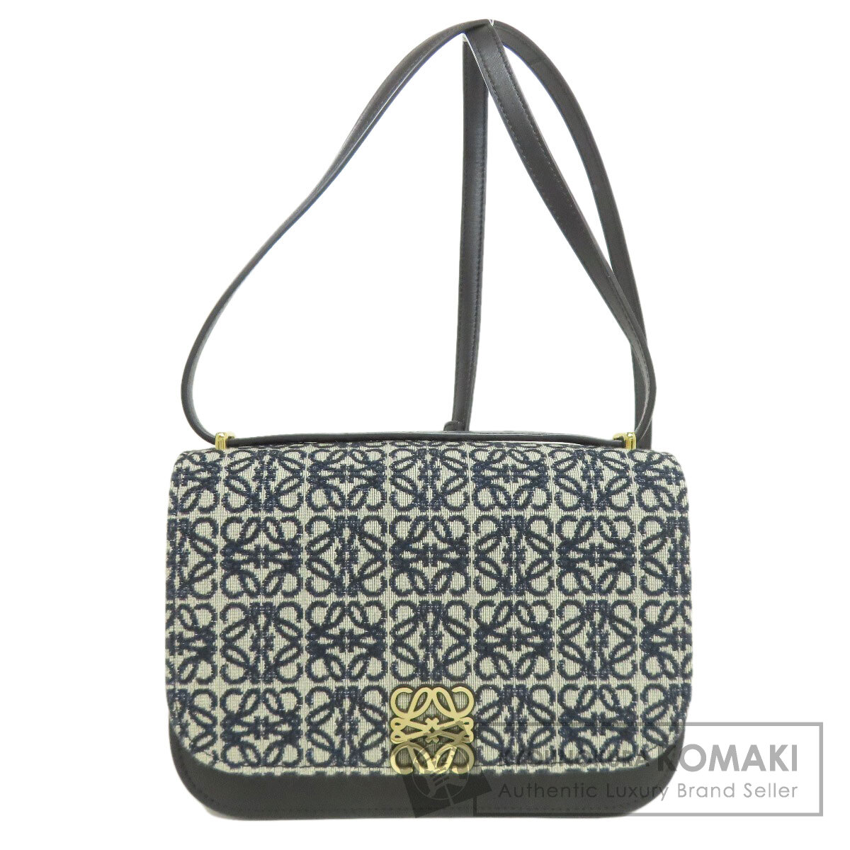 ロエベ アナ瓦 ショルダーバッグ 帆布/子ウシ レディース 【中古】【LOEWE】