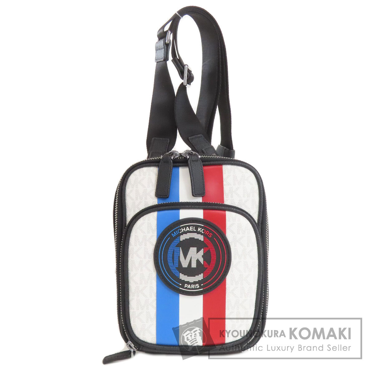 マイケル教科課程 MK書き判 縞模様 ショルダーバッグ PVC レディース 【中古】【Michael Kors】
