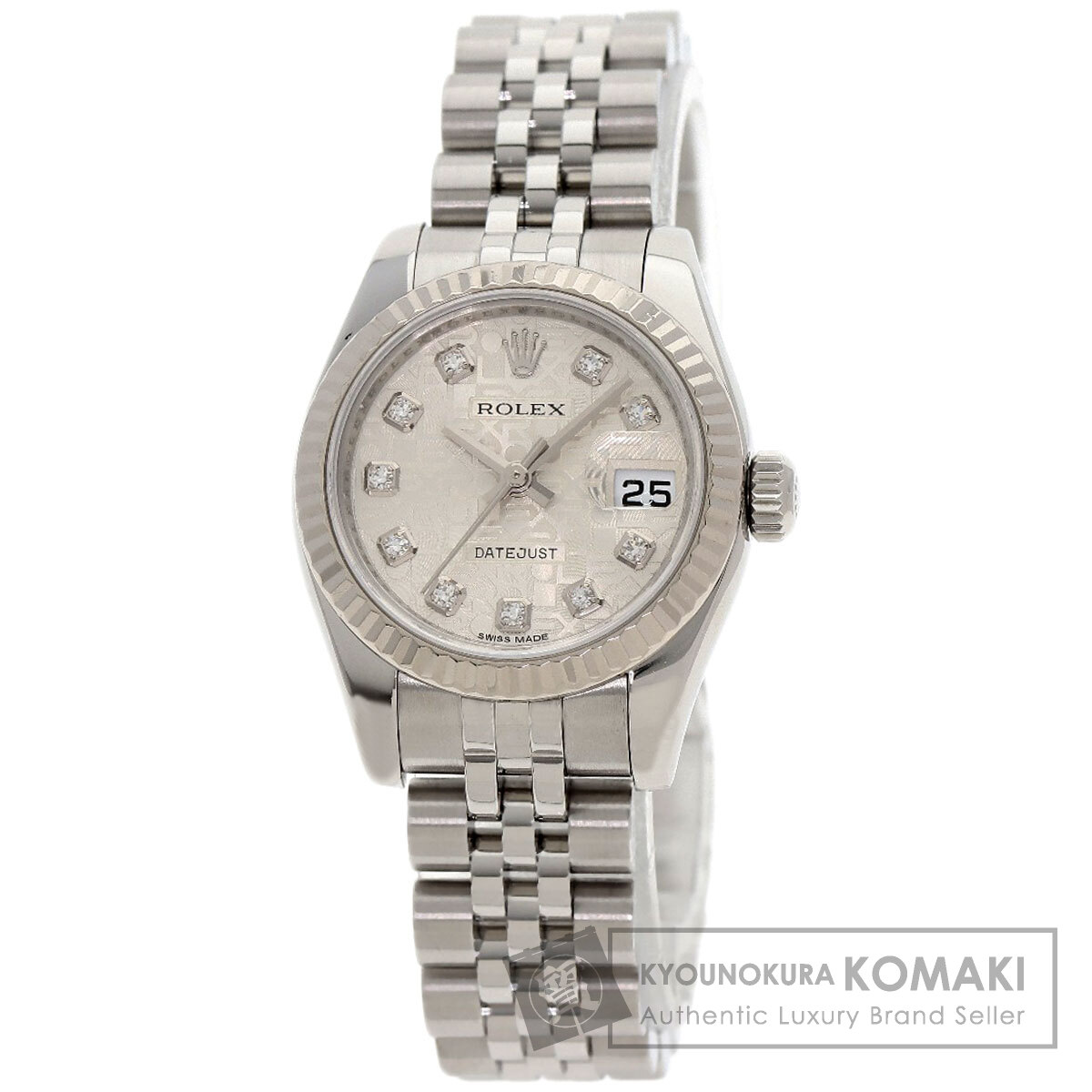 ロレックス 179174G デイトジャスト 10P ダイヤモンド 腕時計 ステンレススチール/SS/K18WG レディース 【中古】【ROLEX】