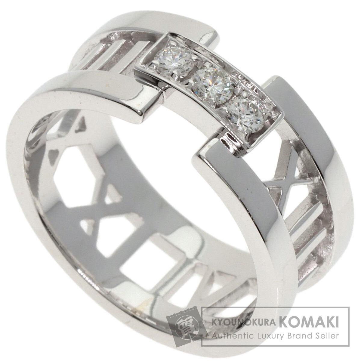 ティファニー アトラス オープン ダイヤモンド リング・指輪 K18ホワイトゴールド レディース 【中古】【TIFFANY&Co.】