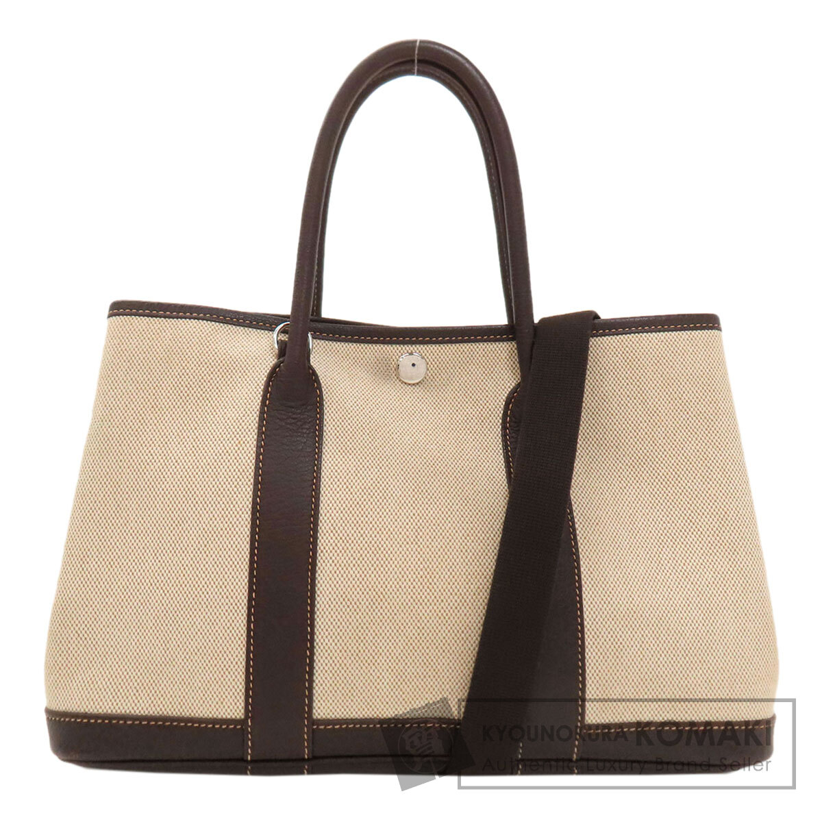 エルメス 庭園寄り合いTPM マロン しろがね色金具 トートバッグ トワルアッシュ レディース 【中古】【HERMES】