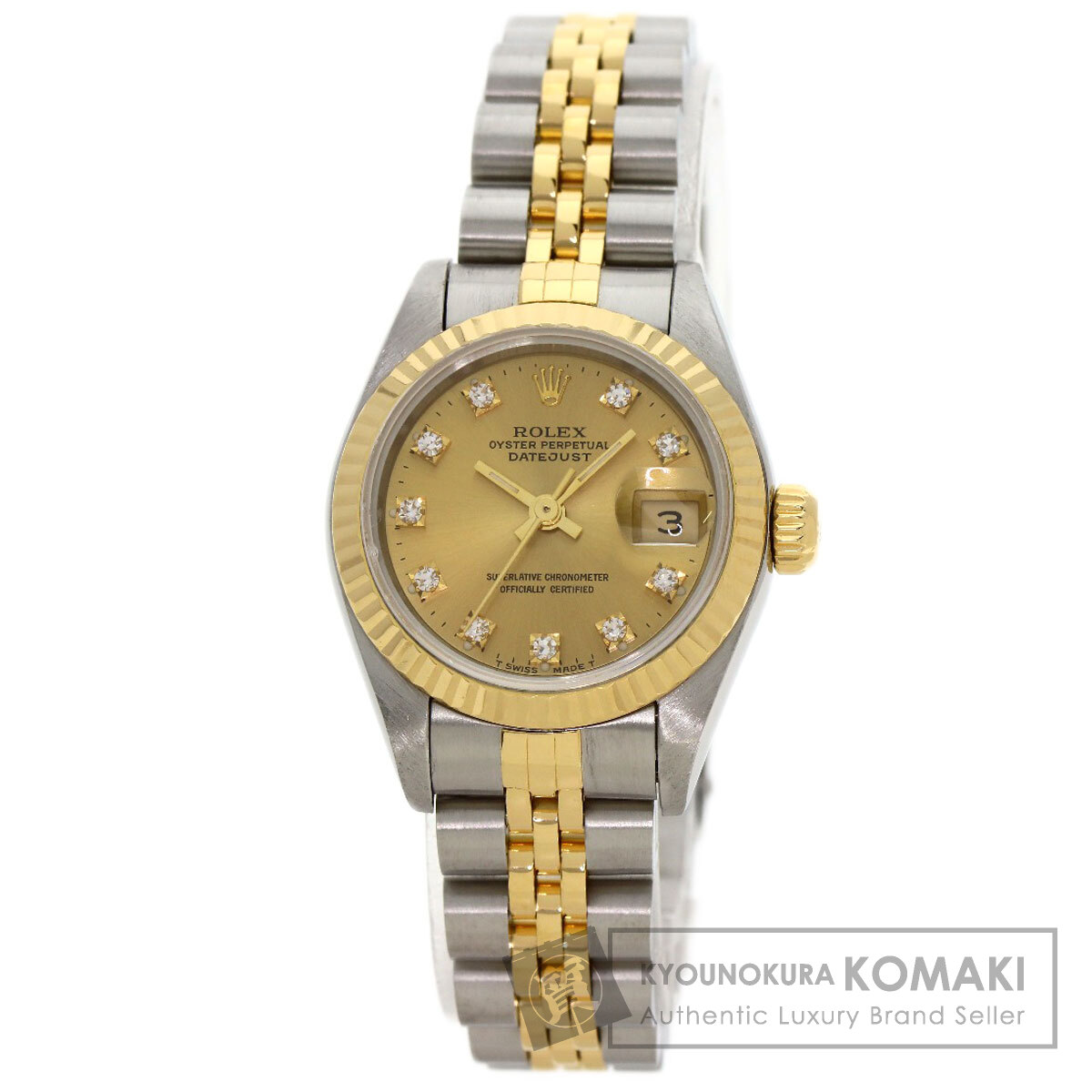 ロレックス 69173G デイトジャスト 10P ダイヤモンド 腕時計 ステンレススチール/SSxK18YG レディース 【中古】【ROLEX】