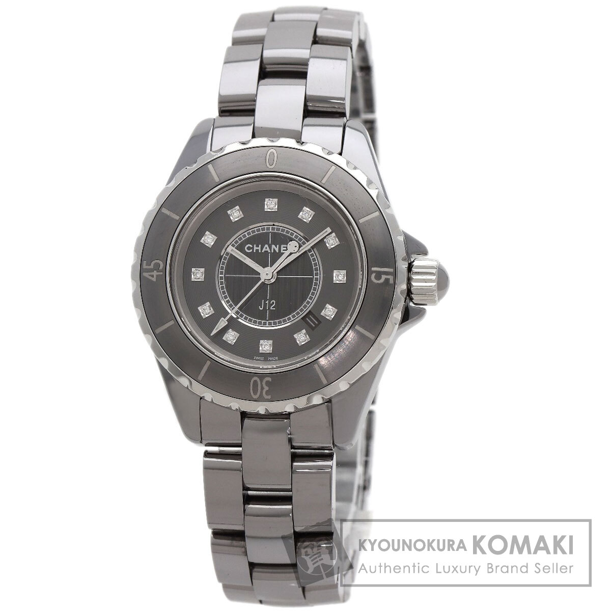 シャネル H3241 J12 33mm クロマティック 33mm 12P ダイヤモンド 腕時計 チタンセラミック/チタンセラミック レディース 【中古】【CHANEL】