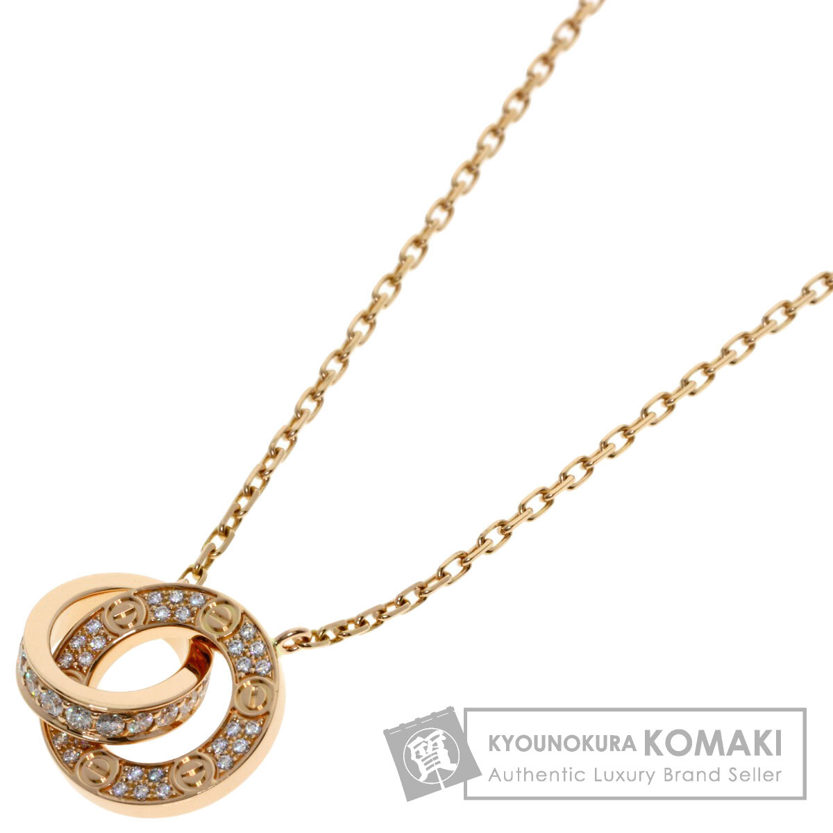 カルティエ ラブサークル フルダイヤモンド ネックレス K18ピンクゴールド レディース 【中古】【CARTIER】
