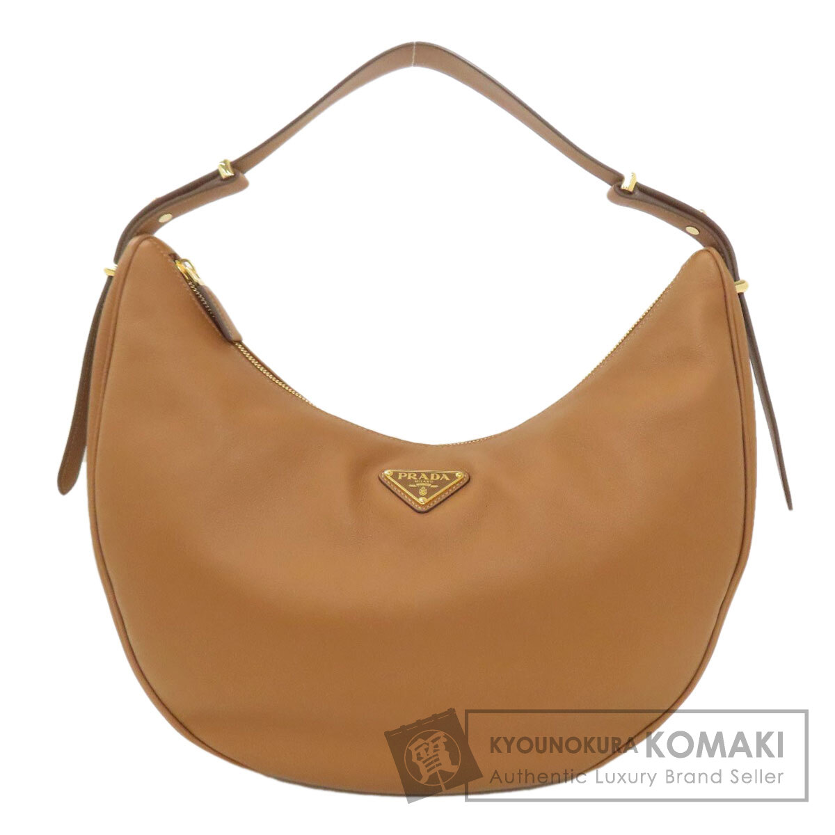 プラダ ロゴ金具 ショルダーバッグ カーフ レディース 【中古】【PRADA】