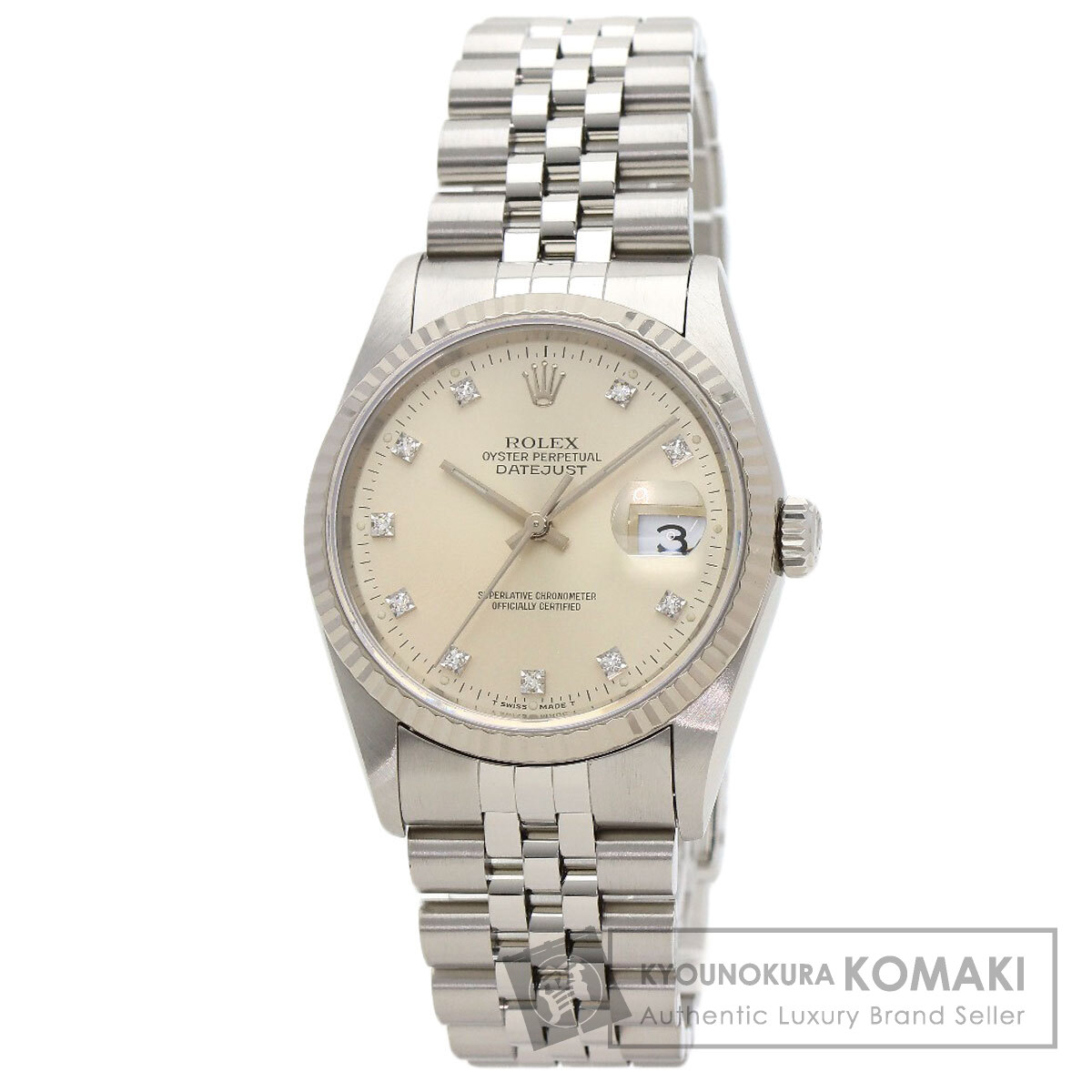 ロレックス 16234G デイトジャスト 10P ダイヤモンド 腕時計 ステンレススチール/SS/K18YG メンズ 【中古】【ROLEX】 444,908円