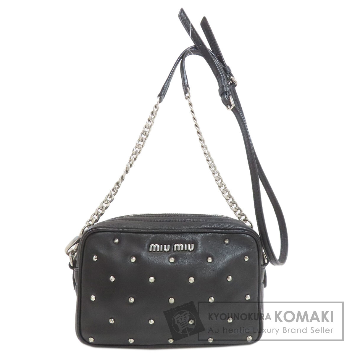 ミュウミュウ スタッズ ショルダーバッグ 子ウシ レディース 【中古】【MIUMIU】