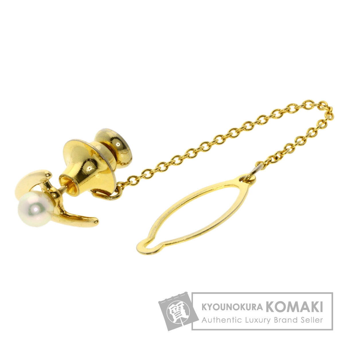 ミキモト パール 真珠 五分五分タック 五分五分いの一番 K18黄色ゴールド メンズ 【中古】【MIKIMOTO】
