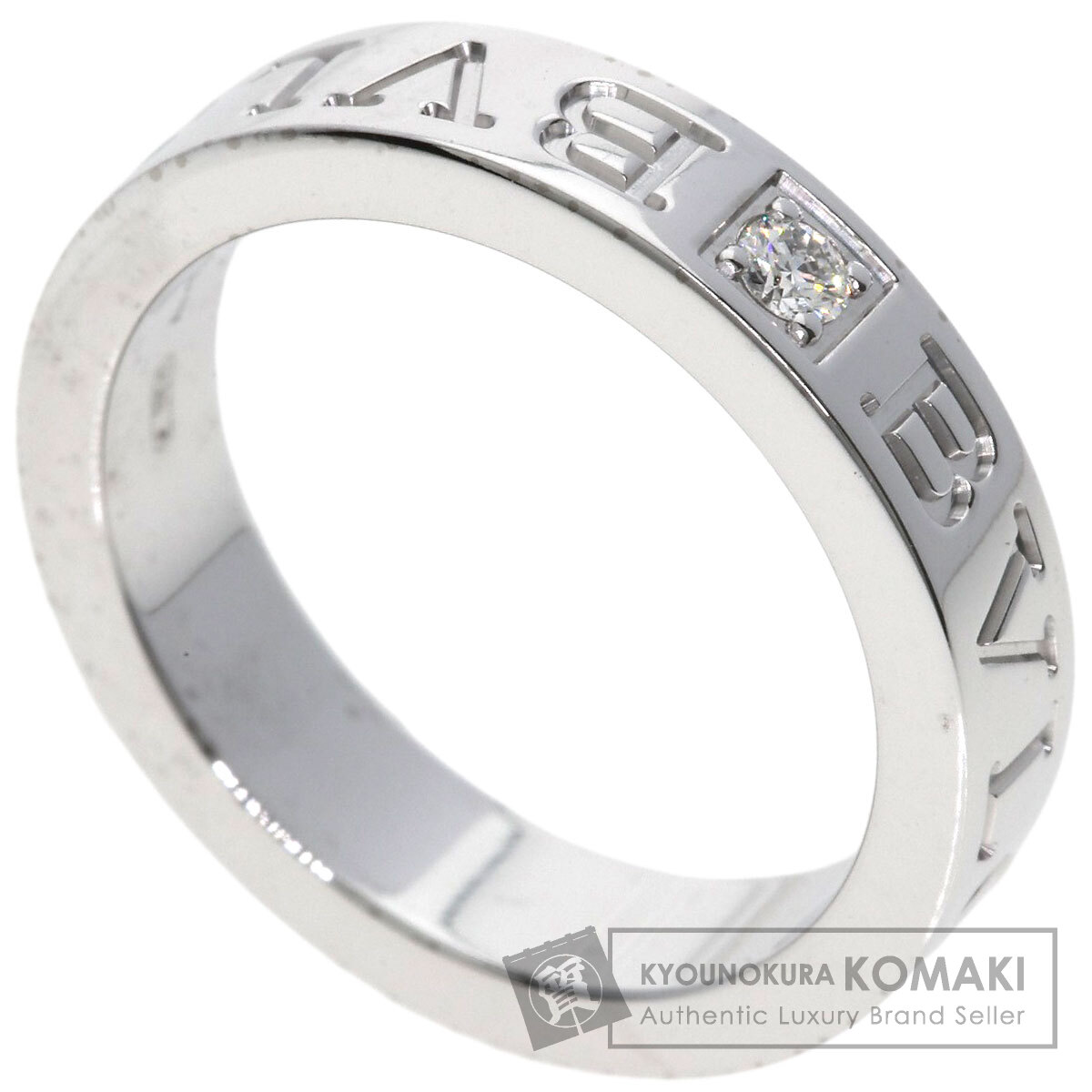ブルガリ ダブルロゴ ダイヤモンド リング・指輪 K18ホワイトゴールド レディース 【中古】【BVLGARI】
