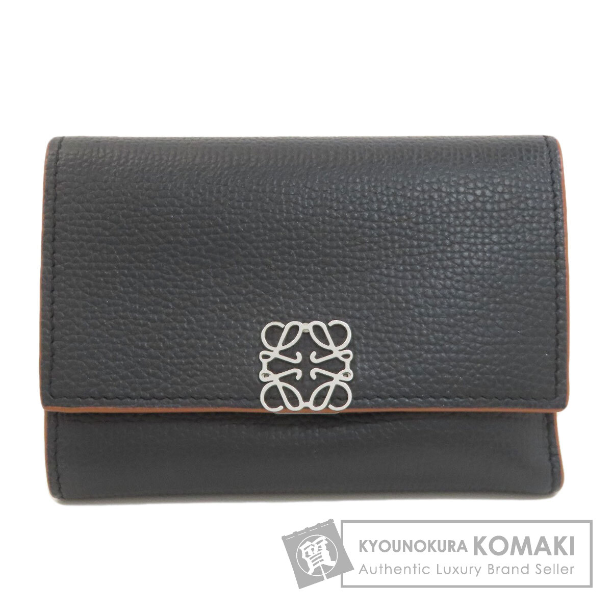 ロエベ アナ瓦 二つ折り紙入れ（御釣り入れあり） なめし革 レディース 【中古】【LOEWE】
