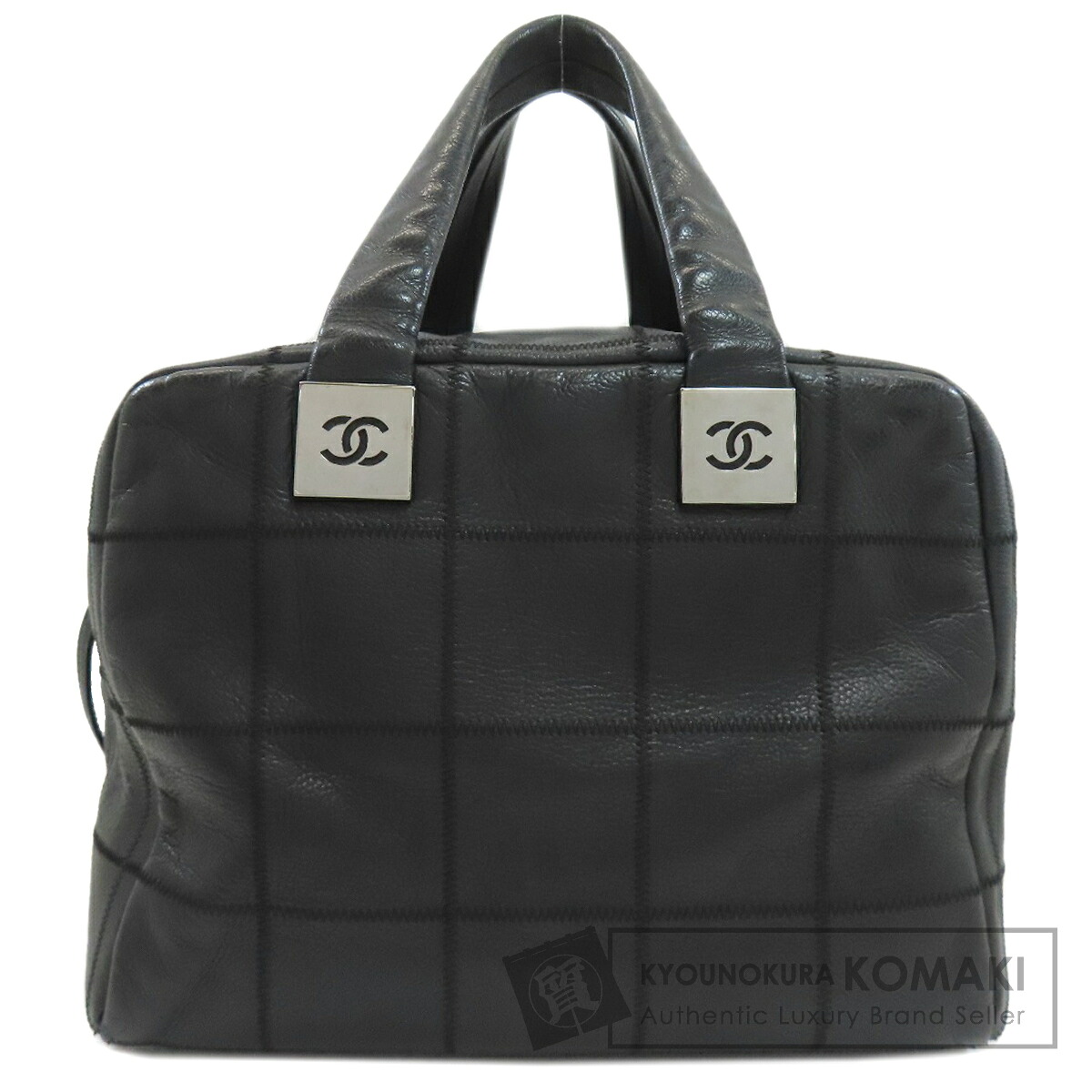シャネル チョコバー シルバー金具 トートバッグ カーフ レディース 【中古】【CHANEL】