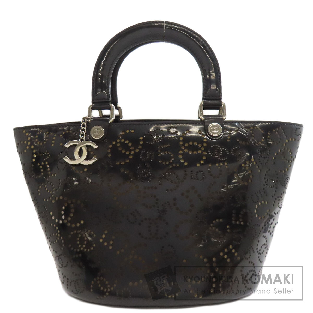 シャネル パンチング ココマーク シルバー金具 ハンドバッグ エナメル レディース 【中古】【CHANEL】