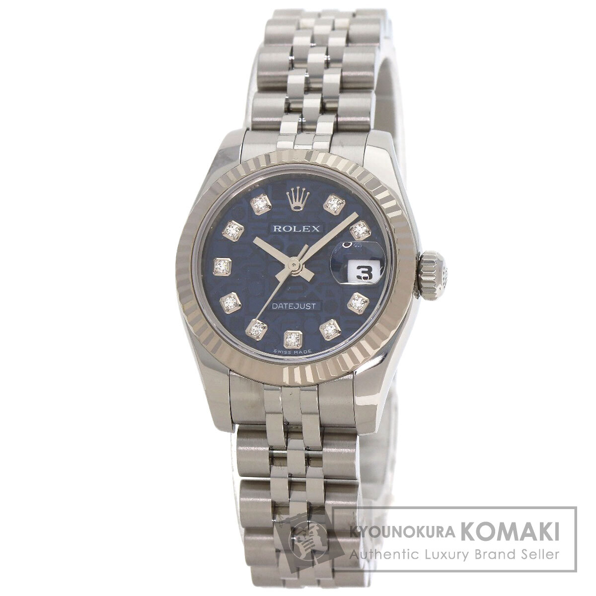 ロレックス 179174G デイトジャスト 10P ダイヤモンド 腕時計 ステンレススチール/SS/K18WG レディース 【中古】【ROLEX】