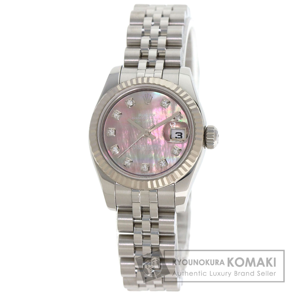 ロレックス 179174NG デイトジャスト 10P ダイヤモンド 腕時計 ステンレススチール/SS/K18WG レディース 【中古】【ROLEX】
