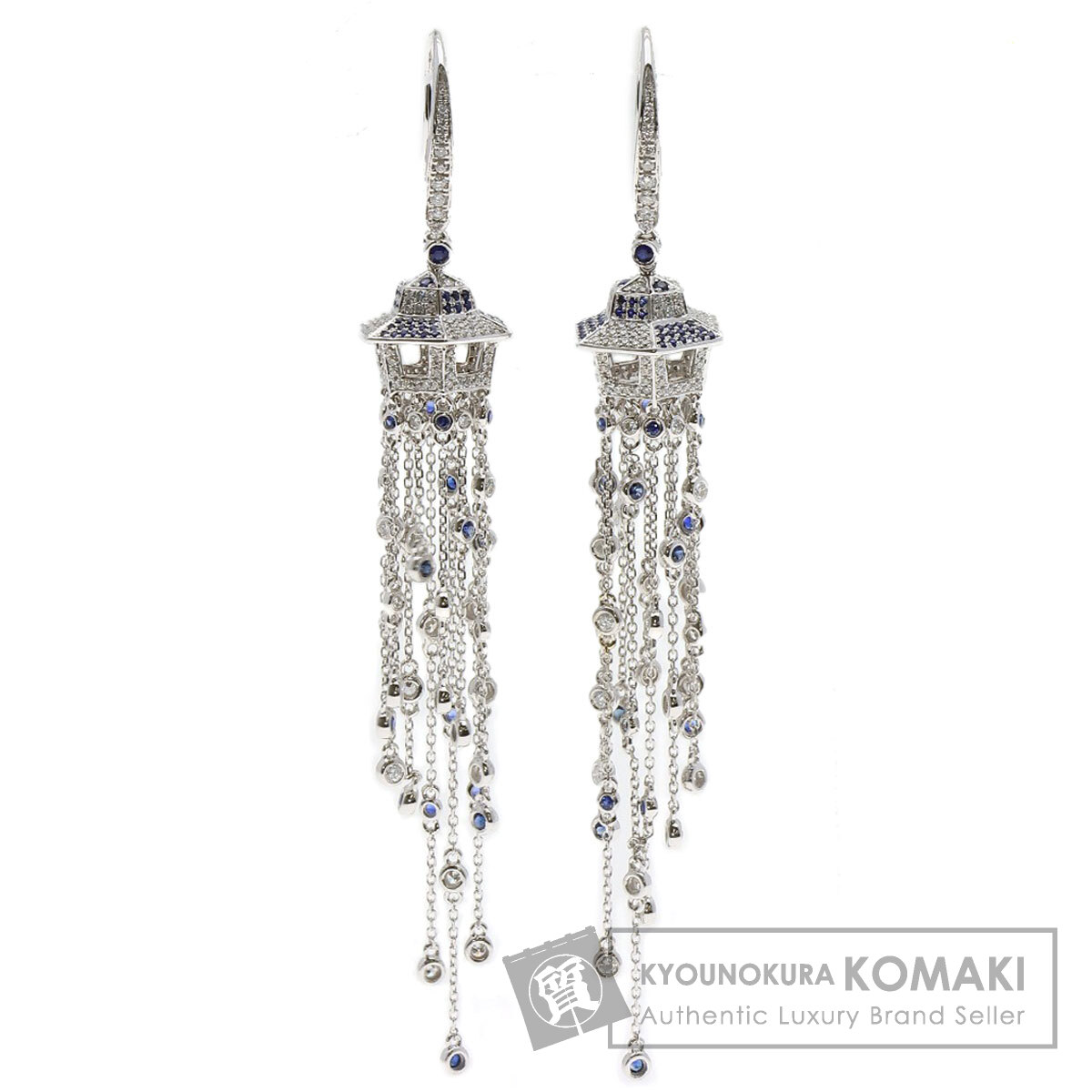 0.94ct サファイア ダイヤモンド ピアス K18ホワイトゴールド 14.1g レディース 【中古】
