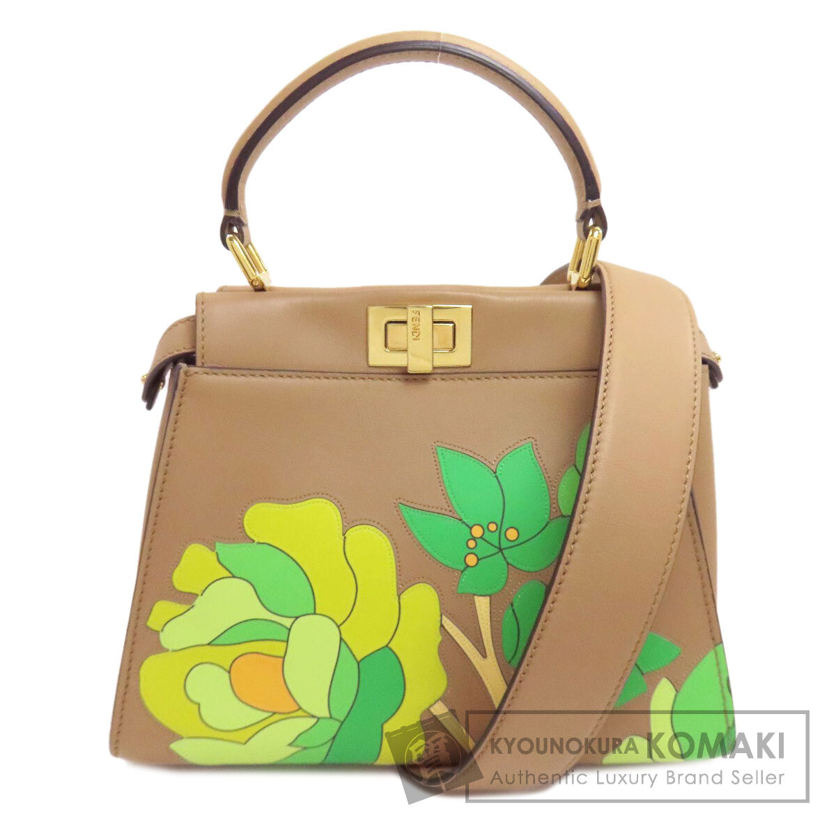 フェンディ ピーカブー ミニ 御花 2WAY ハンドバック 子ウシ レディース 【中古】【FENDI】
