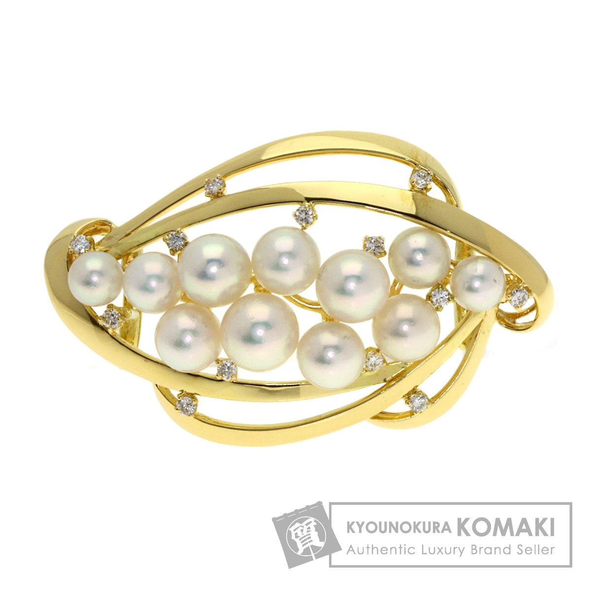 ミキモト パール 真珠 金剛石 帯留め K18黄色ゴールド レディース 【中古】【MIKIMOTO】